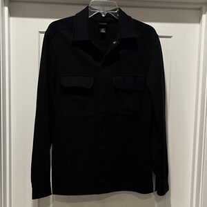 H&M Black Casual Button-Up Shirt Jacket